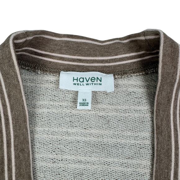 Haven Well Within Minimalist Striped Cotton Button Front Cardigan Women's SZ XS - Picture 4 of 5